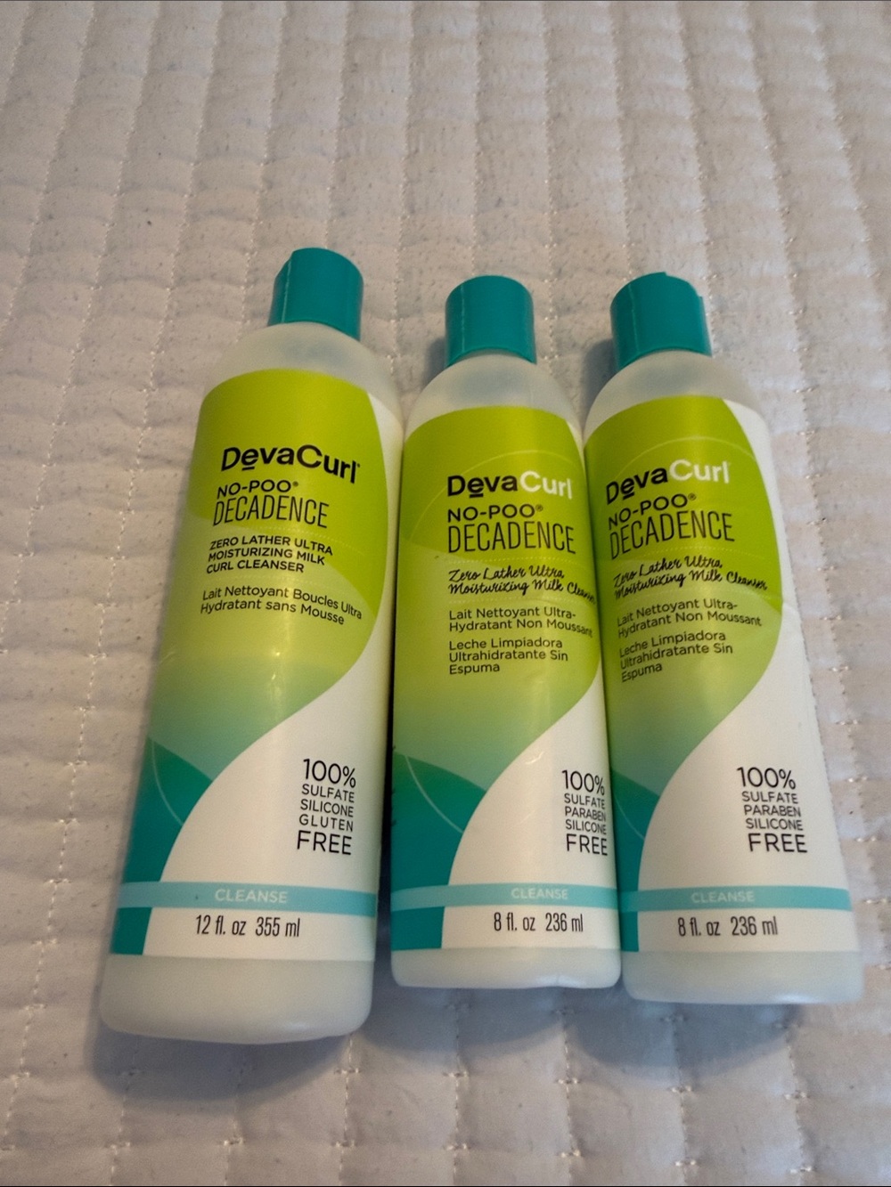 DevaCurl No-Poo Decadence Moisturizing Milk Cleanser - 2-8 oz & 1-12 oz new